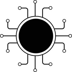 Processor line icon, microchip cpu technology board, Central processing unit. Design element flat, simple silhouette. 