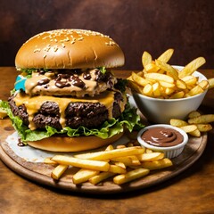 burger and fries