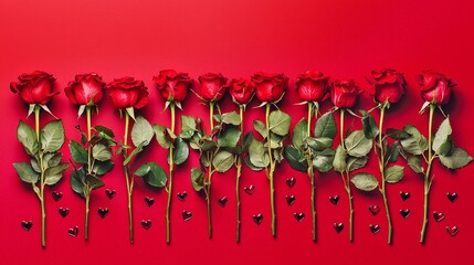 Elegant Arrangement of Red Roses in Vibrant Floral Bouquet on Minimalist Background