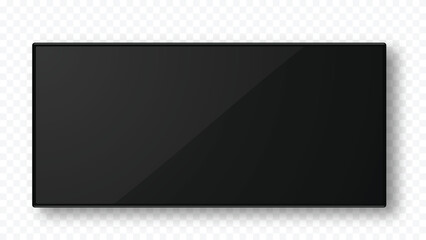 3D Empty Screen Monitor with Shadow Effect Isolated on White Background