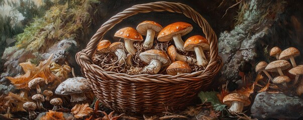 Basket with mushrooms