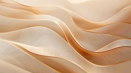 Obraz premium Beige Abstract Wavy Pattern Background with Smooth Flowing Lines, Background with Copy Space 
