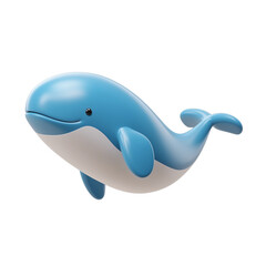 Naklejka premium 3D icon of blue whale isolated on transparent background