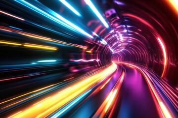 abstract light tunnel with vibrant colors and motion blur