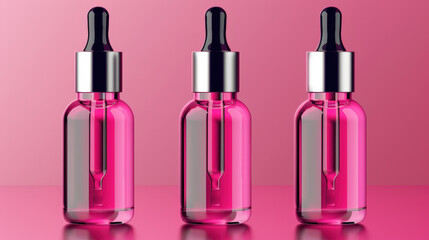 pink dropper bottle product mockup, empty label