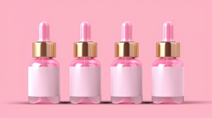 pink dropper bottle product mockup, empty label