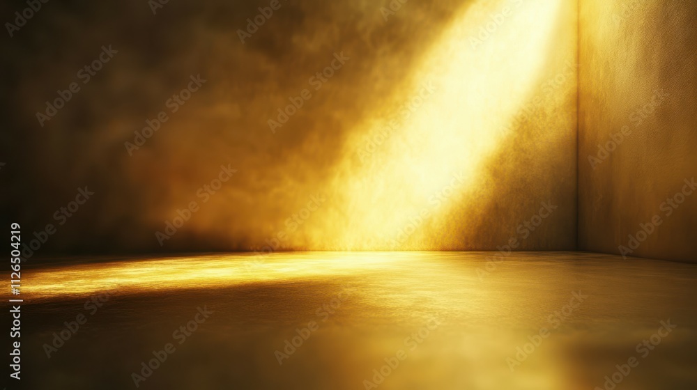 Aufkleber bright golden shine projected onto a dark wall and floor creating a blurred background with an ombre