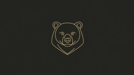 Minimalistic vector bear head logos featuring elegant gold outlines on black backgrounds, showcasing clean geometric designs for branding and modern aesthetics.