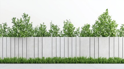 Fototapeta premium Minimalist Concrete Fence with Smooth Finish and Lush Greenery