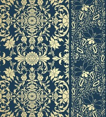 wedding card design, traditional paisley floral pattern , royal India	