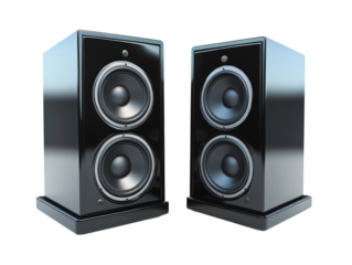 a pair of speakers on a white background