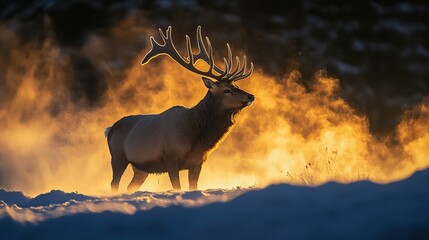 Naklejka premium A stunning winter wallpaper capturing the serene beauty of nature, styled like a National Geographic masterpiece, evoking timeless tranquility.