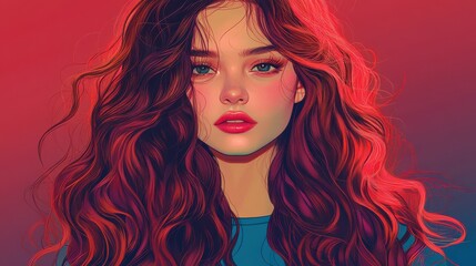 Beauty girl with long and shiny wavy Hair ,coloring and toning, shatush and balayash . Beautiful woman model with curly hairstyle .