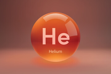 Glossy sphere with Helium symbol