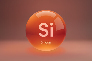 Glossy sphere with Silicon symbol