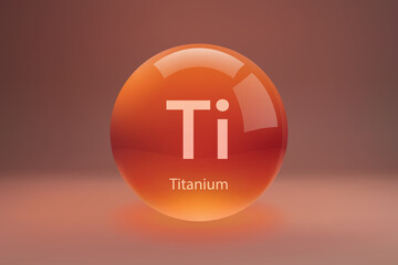 Glossy sphere with Titanium symbol