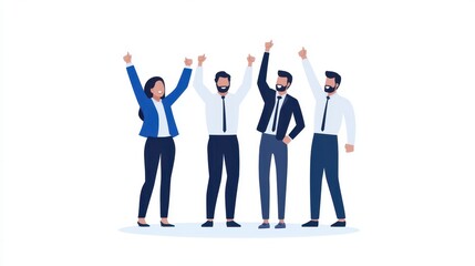 Business team celebrates success with thumbs up gesture in office setting