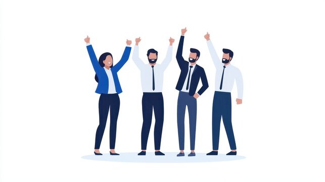 Business team celebrates success with thumbs up gesture in office setting