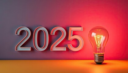 A light bulb beside the year 2025, symbolizing innovation and future possibilities.
