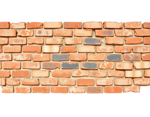 Obraz premium Rustic Brick Wall Isolated on White Background, Textured Construction Material Design, PNG Transparent.