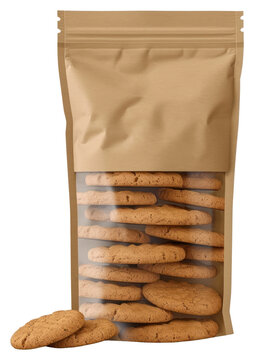 PNG  Paper pouch packaging mockup cookie biscuit bread.
