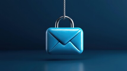 Fototapeta premium Illustration of a phishing hook pulling at an email icon, with an employee hovering over the Report button, symbolizing awareness of online threats