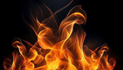 Fototapeta premium Fiery flames dance and crackle in a cozy fireplace, casting a warm, orange glow
