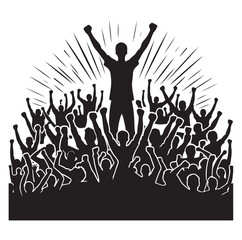 cheering crowd silhouette vector illustration