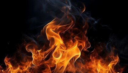 Fototapeta premium Fiery flames dance and crackle in a cozy fireplace, casting a warm, orange glow