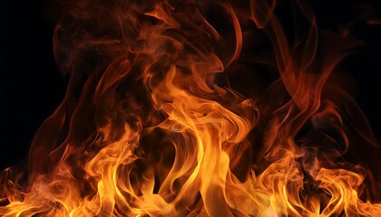 Fiery flames dance and crackle in a cozy fireplace, casting a warm, orange glow