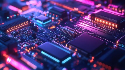 Obraz premium Close-up of semiconductor manufacturing with precision machinery and microchips, symbolizing advanced technology and electronics production.