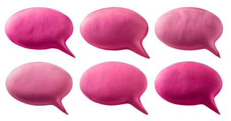 various set of Pink speech bubble isolated transparent background png