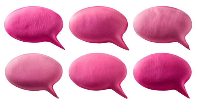 various set of Pink speech bubble isolated transparent background png - Powered by Adobe