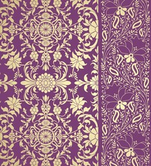 wedding card design, traditional paisley floral pattern , royal India	