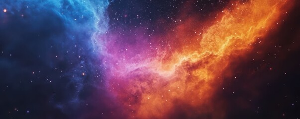 Fototapeta premium Colorful nebula with density glowing particles