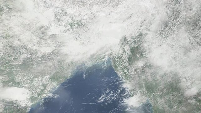 Zooming in on Barisal, Bangladesh frome space - Perfect for Travel Intros and Backgrounds. Realistic 3D Animation.