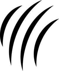 Claws scratches, animal monster mark design element, tattoo and decor for halloween. Black vector silhouette.