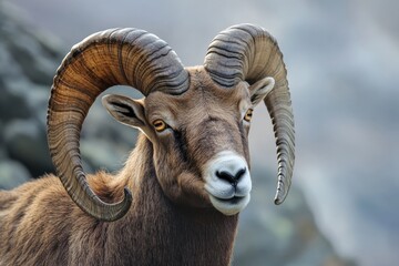 majestic ram with impressive horns in natural habitat
