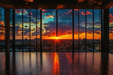 stunning sunset view from modern office