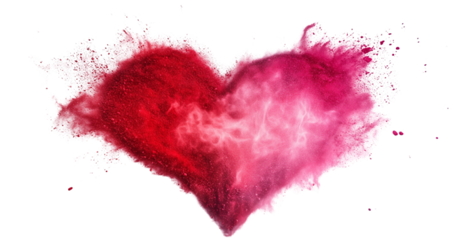 Red and Pink Heart Explosion on white background, transparent background Heart vector stock image, PNG