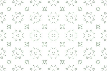 Green Geometric Floral Seamless Pattern.