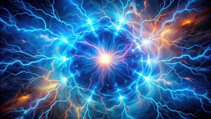 Abstract Plasma Storm: Electric Blue Surreal Photography, Intense Energy, Fierce Lightning, Digital Art