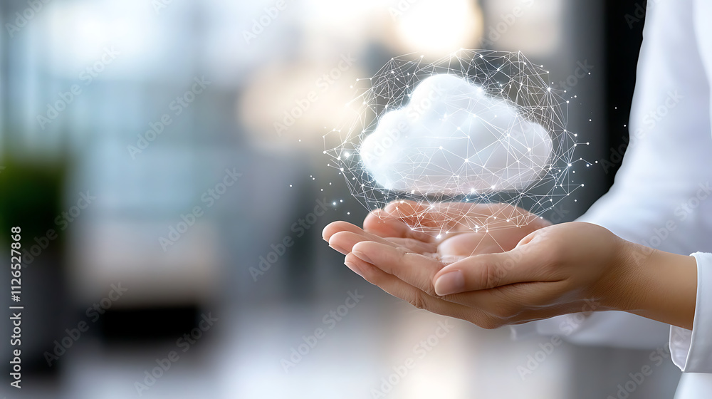 Poster cloud computing innovation modern office digital technology indoor environment close-up view data ma