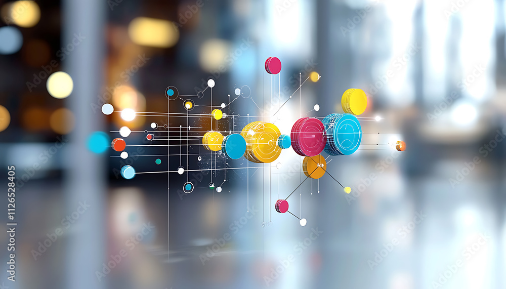 Poster dynamic data visualization digital space infographic design abstract environment close-up viewpoint 