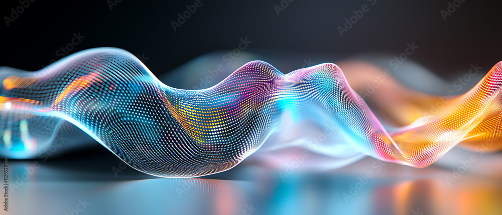 Poster dynamic wave patterns digital art abstract environment high-tech viewpoint visual concept for innova