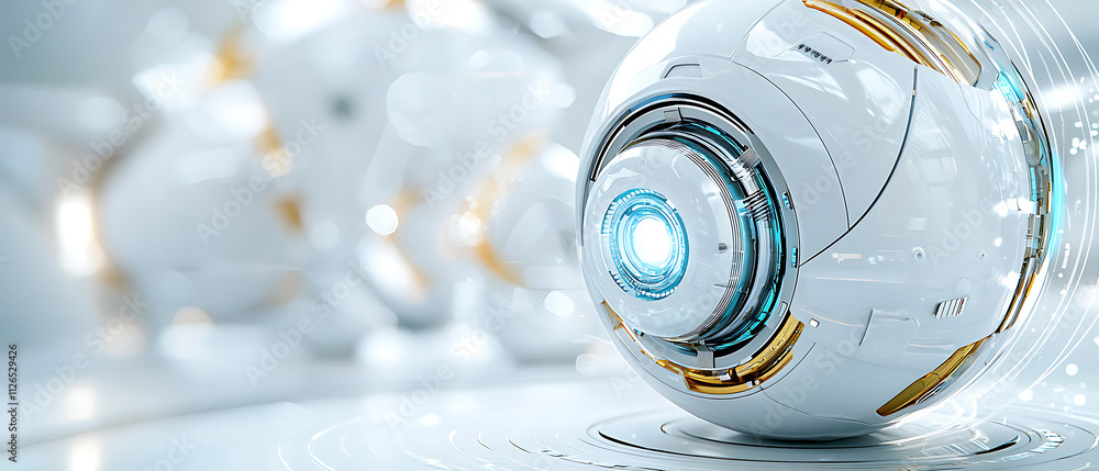 Poster futuristic robotics exploration modern laboratory digital art sleek environment close-up view advanc