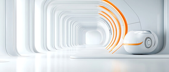 Futuristic interior design showcase modern space digital art minimalist environment wide-angle view innovation concept for seo impact