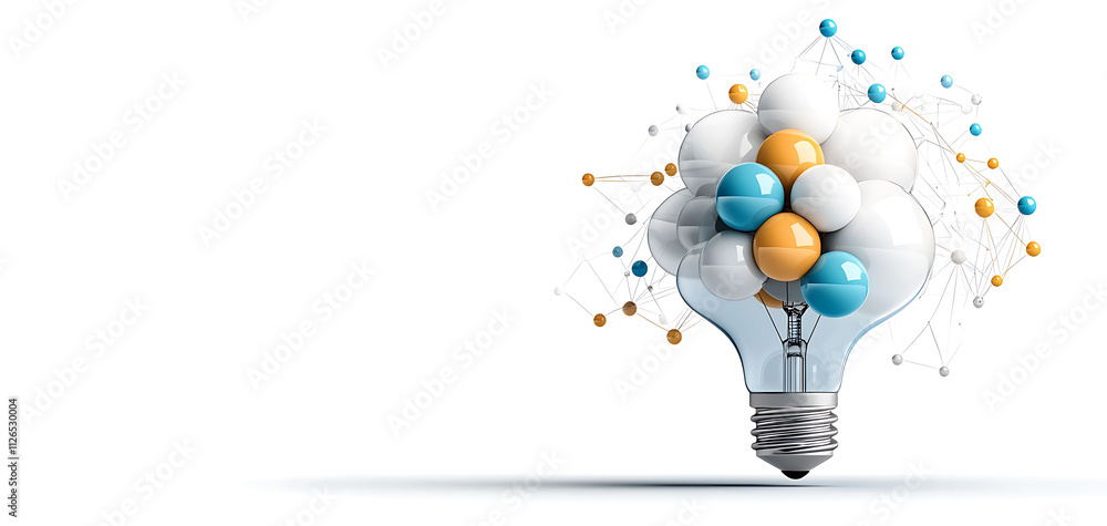 Poster creative innovation in technology lightbulb concept with colorful elements abstract art bright envir