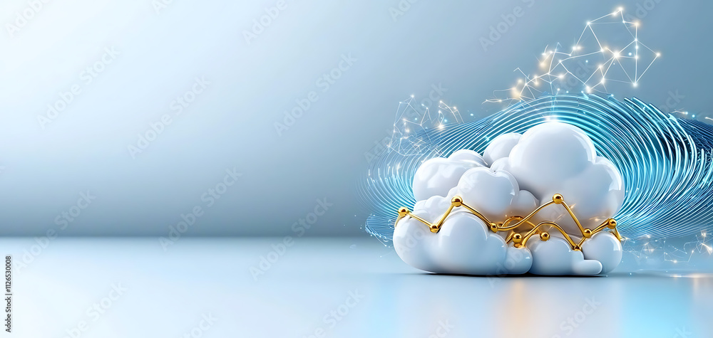 Poster innovative data visualization digital cloud environment graphic design abstract technology futuristi