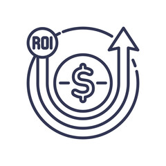 Dollar sign with upward arrow symbolizes increasing ROI.
